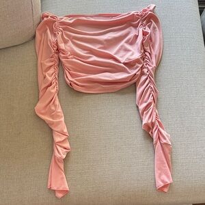 Pink Ruched Off-Shoulder Top